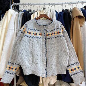 🌼 Cozy Floral Knit Button Cardigan Sweater